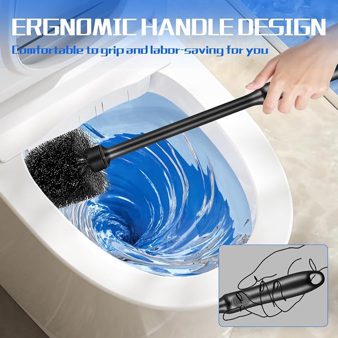 4 Pack Toilet Brush and Holder, Long Handle Toilet Bowl Brush, Deep Cleaning - Image 3
