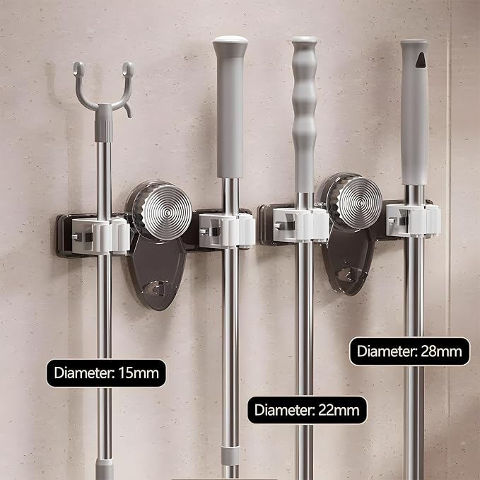 Broom Holder Mop Hanger Wall Mount, No Drill Suction Cup Mop and Broom Organizer - Image 6