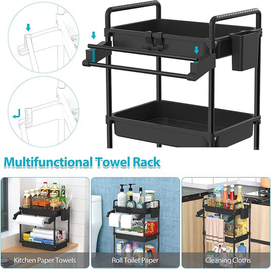 SPACEKEEPER Rolling Storage Cart, 3 Tier Utility Cart Laundry Room Organization - Image 2