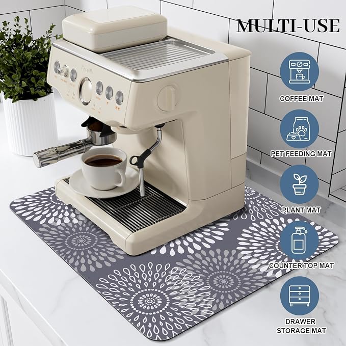LuxStep Dish Drying Mat Super Absorbent Kitchen Counter Mat Rubber Backing - Image 3