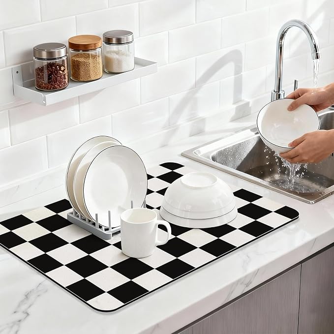 Checkered Dish Drying Mat 24" x 16" - Image 4