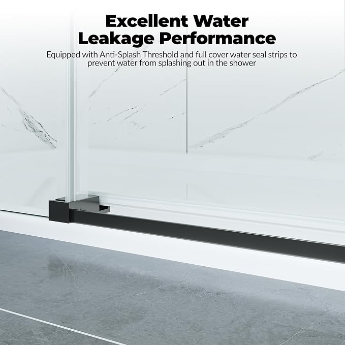 44-48" W x 76" h Frameless Sliding Shower Door – Waterproof Glass Shower - Image 6