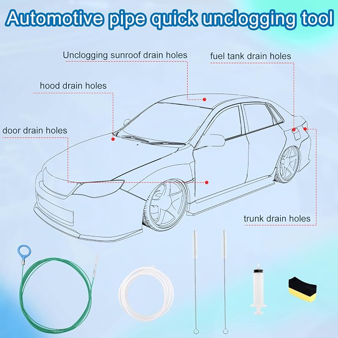 Car Sunroof Drain Cleaning Tool, Extra Long Flexible Wire Cleaner Unclogger - Image 3