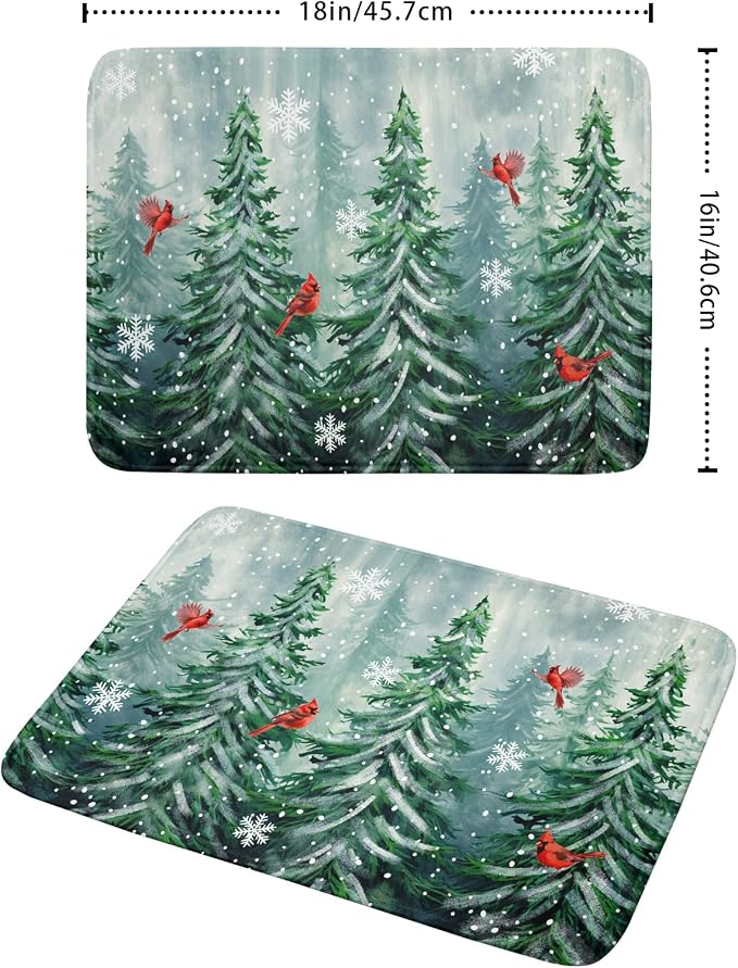 Welcome Winter Pines Tree Dish Drying Mat, Winter Snowflake Dish Drying Mat - Image 2