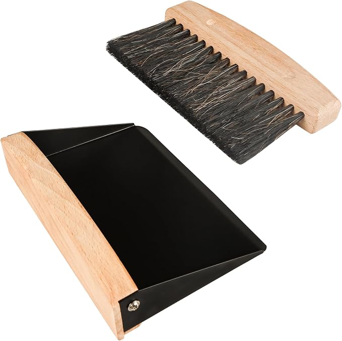 Small Dust Pan and Brush Set, Mini Hand Broom and Dustpan Set, Wooden Crumb by Nokiils