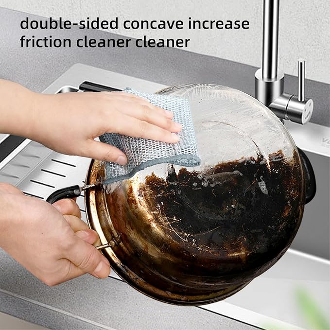 5Pcs Non Scratch Wire Dishcloth, Steel Metal Wire Cloth Mesh Miracle Cleaning - Image 5