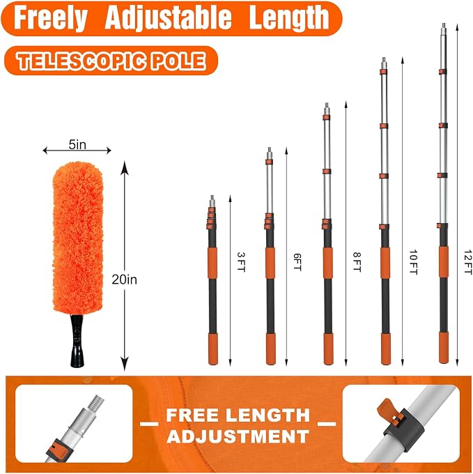 20FT Reach High Ceiling Duster Kit, Window Cleaning kit - Image 4
