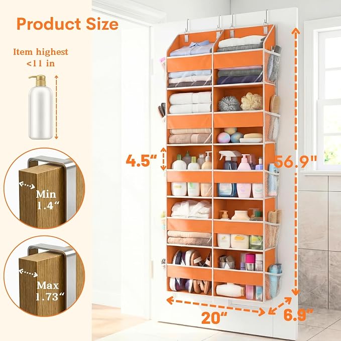 Over The Door Organizer 5 Tiers, Extra Large Behind Door Storage of 10 - Image 4