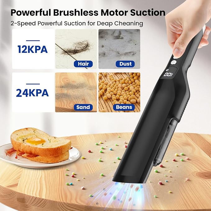 Cordless Handheld Vacuum, 24Kpa Strong Suction Car Vacuum - Image 2