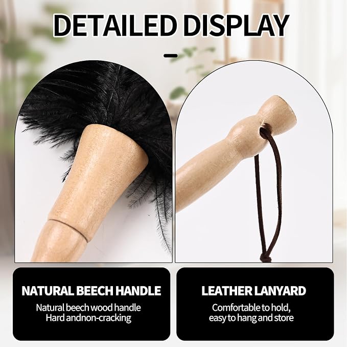 Ostrich Feather Duster 12 Inch Handheld Duster Supplies, Wooden Handle Feather - Image 4