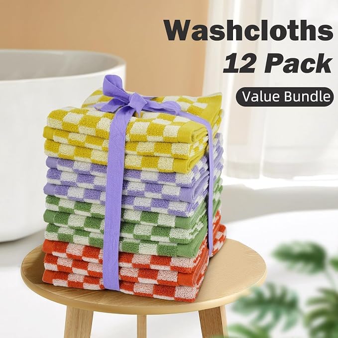 Jacquotha Washcloths 12 Pack Checkered - Image 4