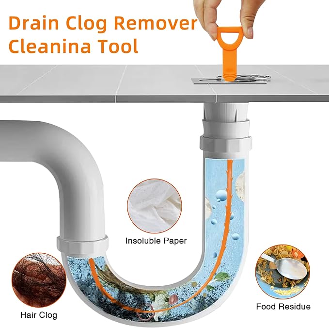 Drain Clog Remover, 25.2inch Flexible Long Pipe Snake Hair Clogs Catcher - Image 4