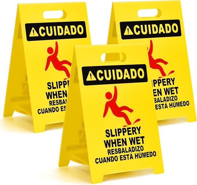 MATTHEW CLEANING 19'' Industrial Wet Floor Sign 3 Pack 2-Sided Durable by MATTHEWCLEANINGPRODUCTS