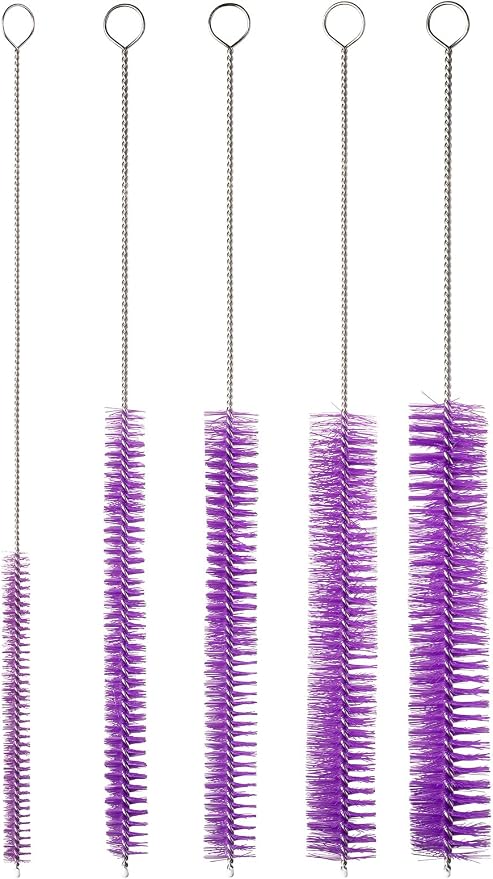 10" Tube Cleaning Brush Set, 5 Pack Large, Extra Long Nylon Straw Brushes - Image 2