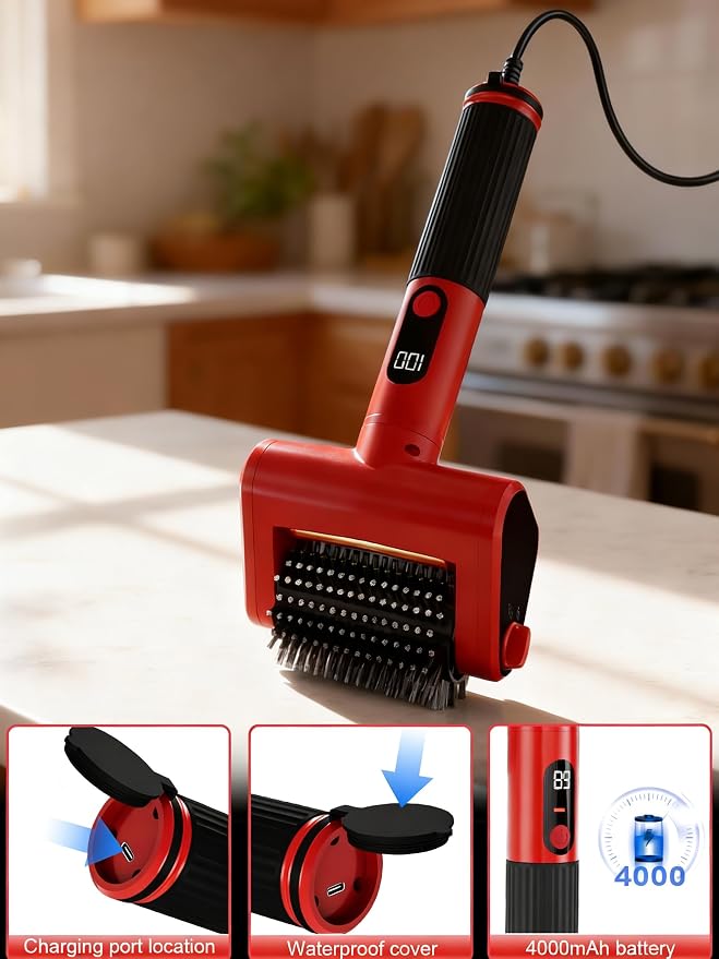 Electric Grill Brush with LED Light, 650 RPM High-Speed Non-Shedding Spinning - Image 3