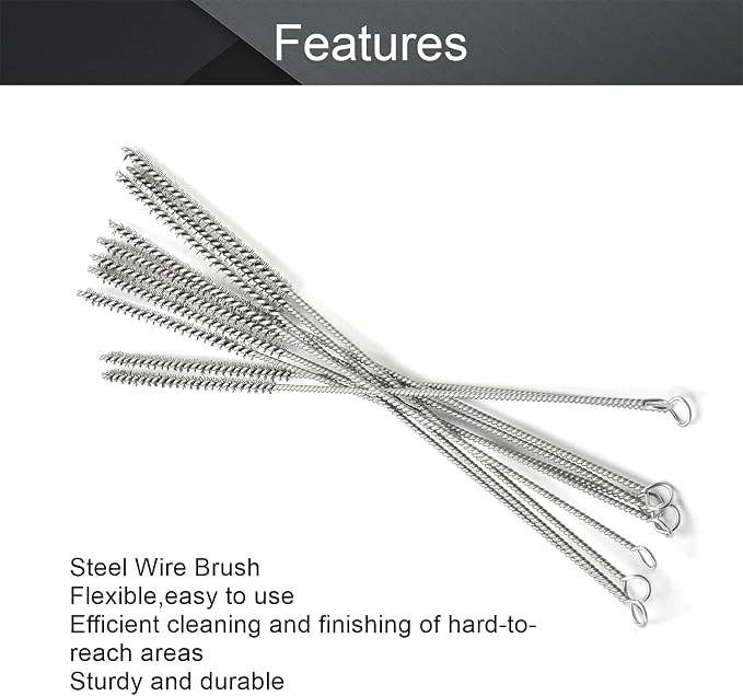 Utoolmart Steel Wire Tube Brush 12" x 1/4" Spiral Long Handle Cleaning Brush - Image 3