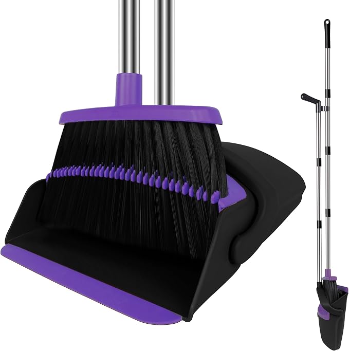 Broom and Dustpan Set, Upright Purple Broom by Unknown