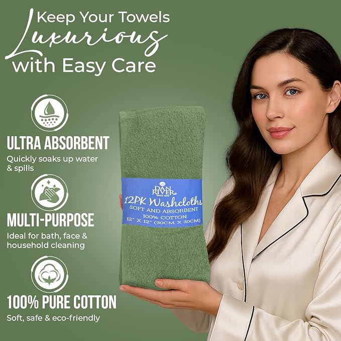 DAN RIVER 12 Pack Wash Cloths for Showering - Image 4