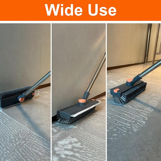 Floor Scrub Brush with Long Handle, BITOPE 3 in 1 Stiff Bristles Deck Brush - Image 7