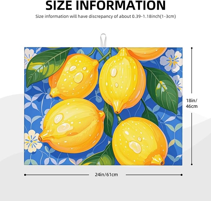 lemon Dish Drying Mat Highly Absorbent Double-Sided Microfiber - Image 2