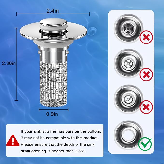 Sink Stopper Hair Catcher, Pop-up Sink Drain Strainer - Image 9
