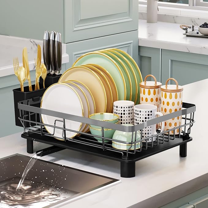 Iron Dish Drying Rack with Drainboard Dish Drainers by AIDERLY