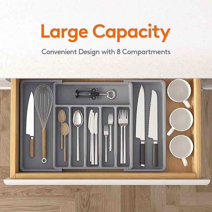 Lifewit Silverware Drawer Organizer, Expandable Utensil Tray - Image 2