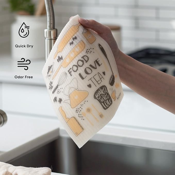 RECYCO Swedish Dishcloths for Kitchen | 6 Pack Kitchens Love Washable Dish Rags - Image 6