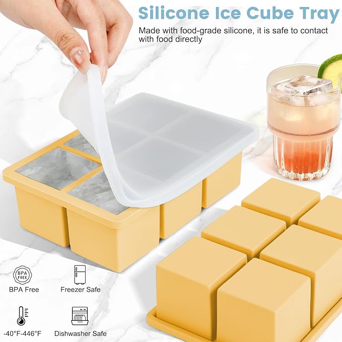 Large Silicone Ice Cube Tray 3Pack, SAWNZC Big Square Ice Cube Molds - Image 4