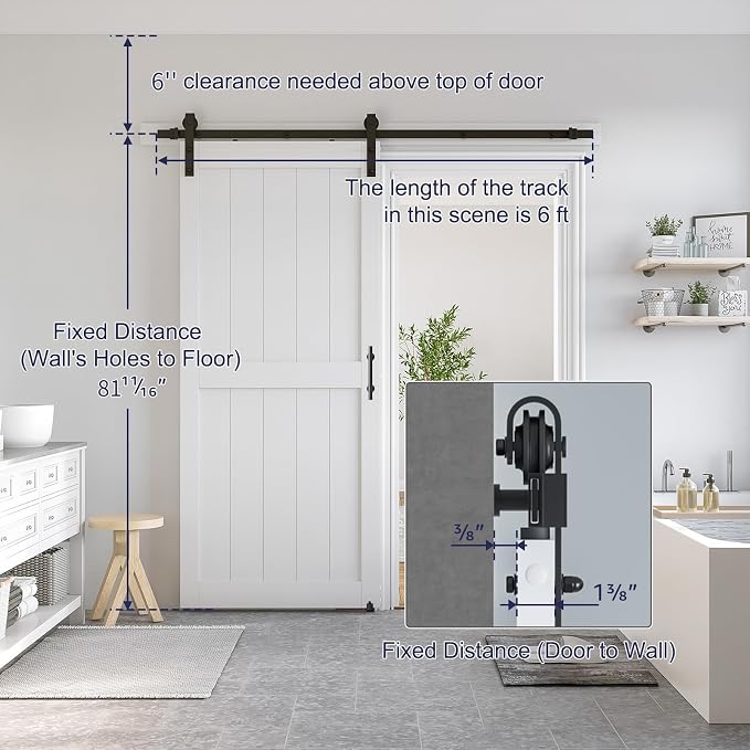 SmartStandard 34 x 80 inch White Sliding MDF Barn Door - Image 2