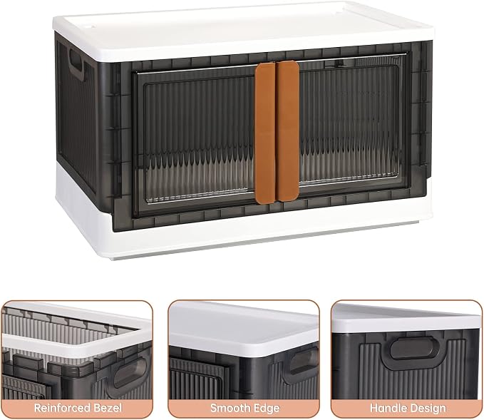 HAIXIN Storage Bins with Lids, Collapsible and Stackable Storage Bins, Plastic - Image 4