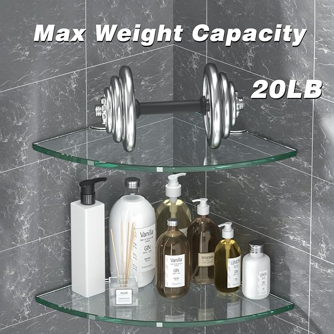 Corner Glass Shower Caddy 4 Pack 8MM-Thick Tempered Glass Shelf No Drilling - Image 4
