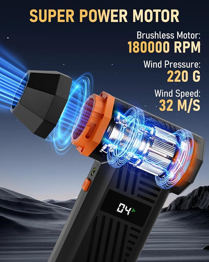 Compressed Air Duster, 180000RPM Electric Air Duster - Image 2