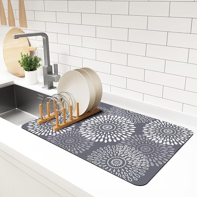 LuxStep Dish Drying Mat Super Absorbent Kitchen Counter Mat Rubber Backing by LuxStep