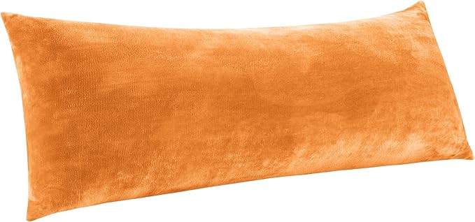 BEDELITE Body Pillow Cover with Zipper Closure, Super Soft and Cozy Fleece Pillowcase 20 x 54 Inches, Luxury Fluffy Plush Long Body Pillow Pillowcase for All Seasons(Burnt Orange)