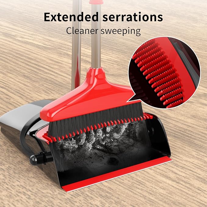Broom with Dustpan Combo Set 54" Long Handle Adjustable Length Stainless Steel - Image 4