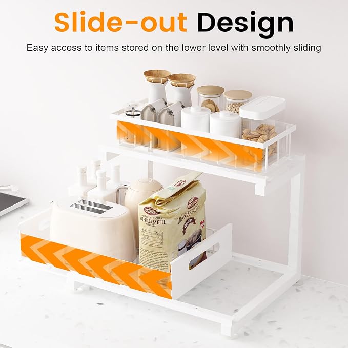 Under Sink Organizer Storage 2-Tier Heavy Duty Metal Pull Out Cabinet Organizer - Image 2