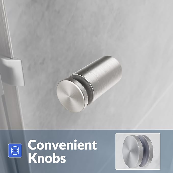SUNNY SHOWER Semi-Frameless Shower Doors 1/4" Glass Sliding Shower Enclosure - Image 4