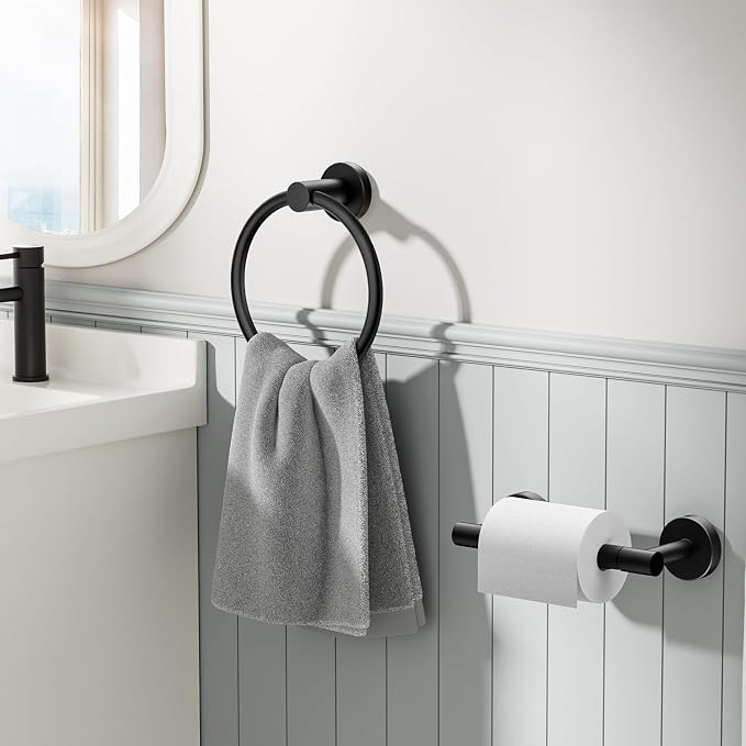 FORIOUS Matte Black Toilet Paper Holder Wall Mount, SUS304 Stainless Steel - Image 2