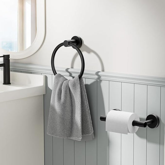 FORIOUS Matte Black Toilet Paper Holder Wall Mount, SUS304 Stainless Steel - Image 2