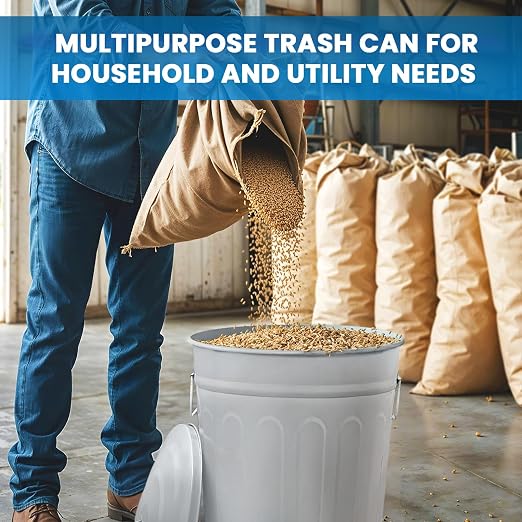 Plexon Round Trash Can 13 Gallon, Vintage Metal Outdoor Trash Can - Image 9