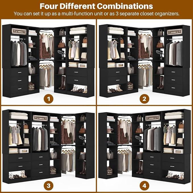 Corner Closet System with 5 Drawers, Closet Organizer System with 15+Shelvess & - Image 6