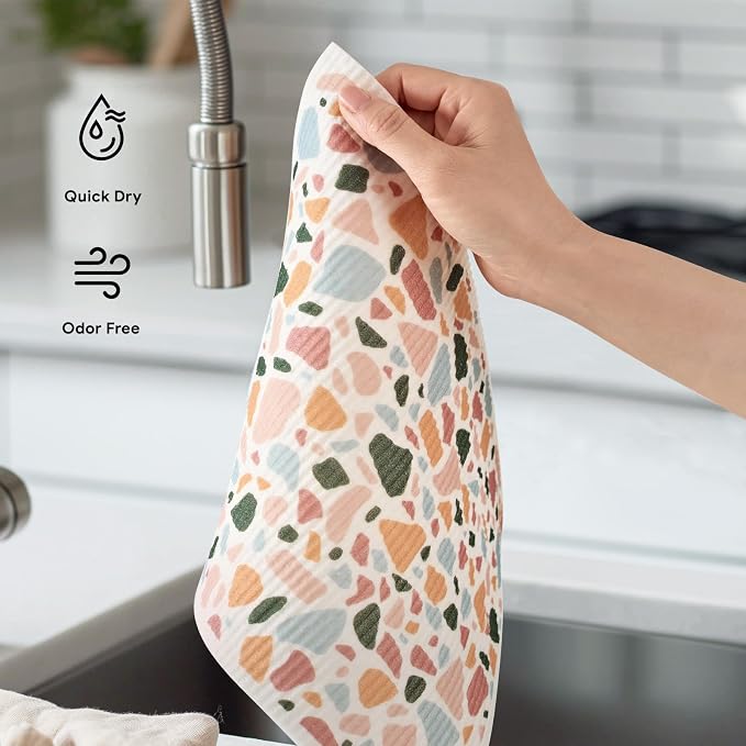 RECYCO Swedish Dishcloths for Kitchen | 4 Pack Oversized Washable Dish Rags | - Image 6