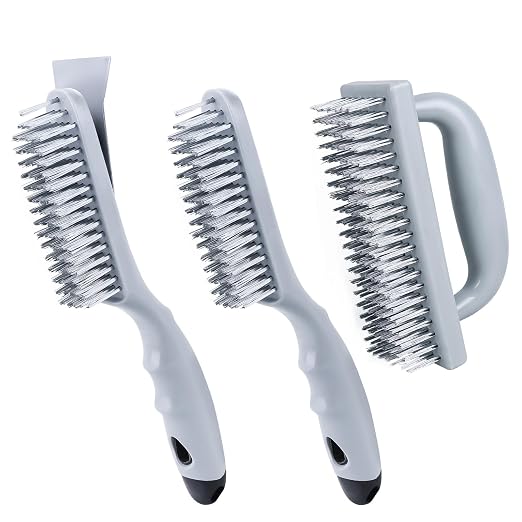 Stainless Steel Wire Brush Set 3Pcs, 6.9" x 2.6"Size, 144 Bundles of Bristles by andounier