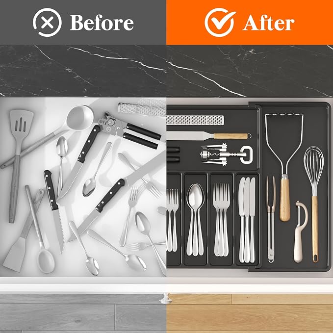 Lifewit Silverware Drawer Organizer, Expandable from 18.7 to 33 inches - Image 6