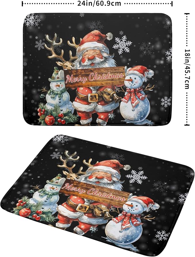 Christmas Santa Snowman Dish Drying Mat 18x24 Inch Winter Xmas Snowmen Santa - Image 2