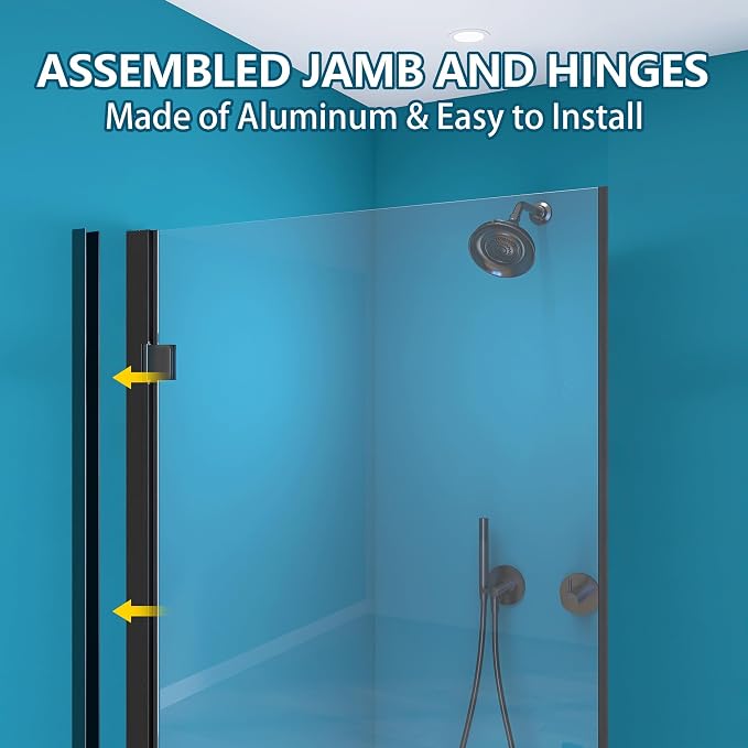 GETPRO Frameless Shower Door Pivot 34 in.W x 72 in.H Swing Single Small Shower - Image 7