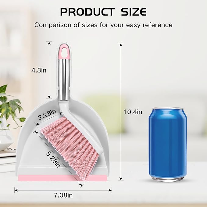 NACENA Mini Broom and Dustpan Set, Small Dust Pan and Brush Set - Image 2
