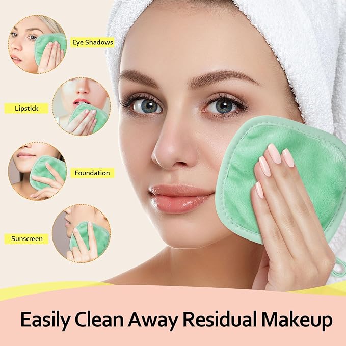 HOMEXCEL Makeup Remover Cloth 12 Count, Reusable Makeup Remover Pads, Washable - Image 3
