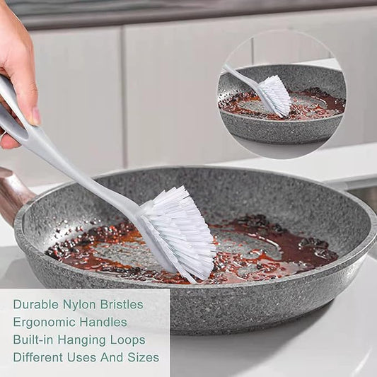 Dish & Bottle Brush Set, 4-Piece Kitchen Cleaning Brushes, Plastic Handles - Image 2